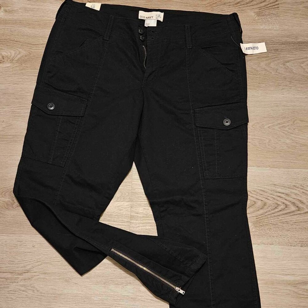 Old Navy Black Cargo Style Pants, Size 12, New With Tags